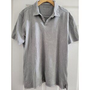 John Varvatos Gray Bodhi Polo shirt Marble pattern size Large designer Preppy